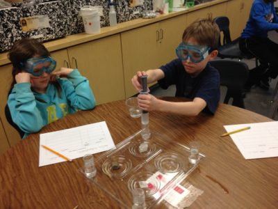 students performing science experiment