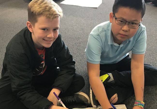 Middle School literacy activity with students