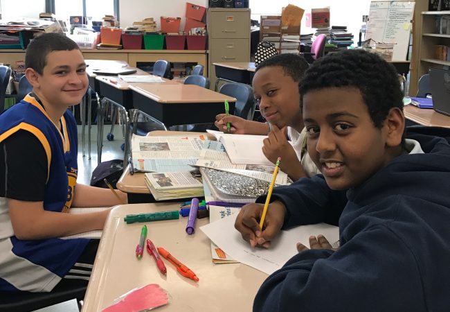 Middle School literacy activity with students